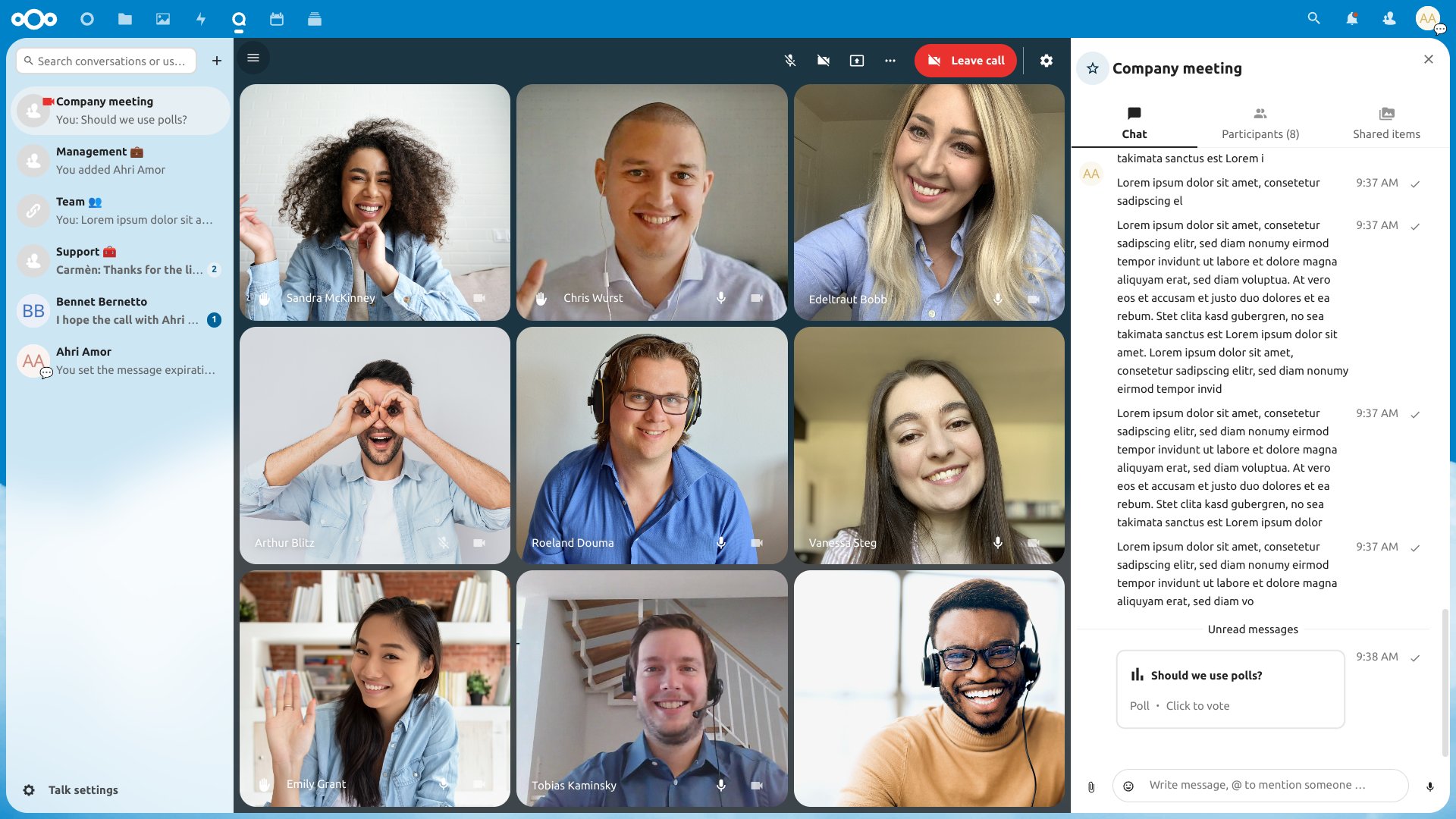 Screenshot of app Nextcloud Talk